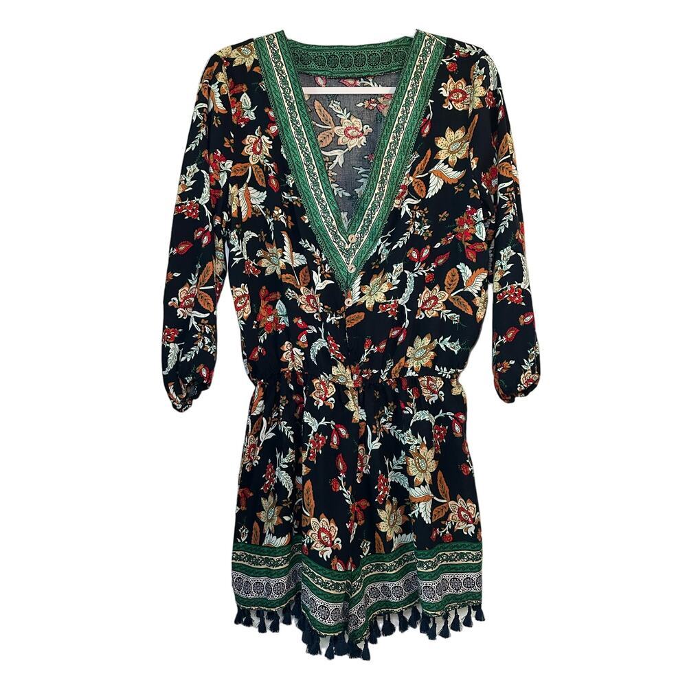 Romper Size: Medium‎ Floral Boho tassel pom pom festival feminine beach
